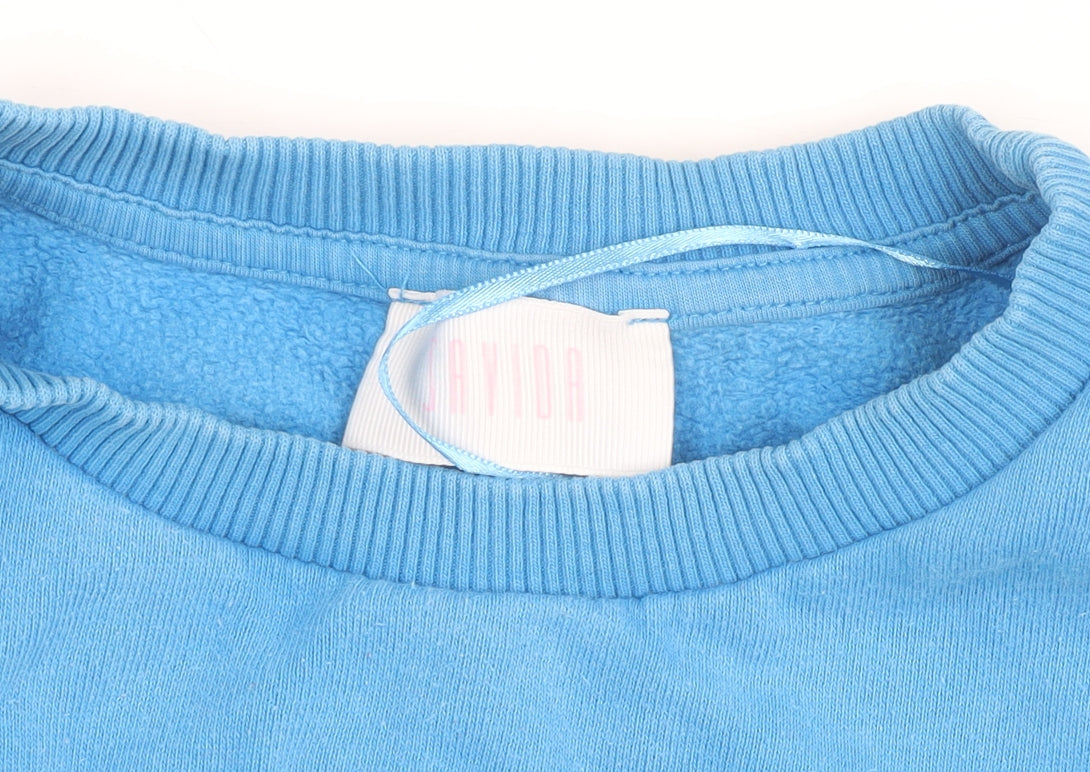 Lavida Women Blue Pullover Sweatshirt Large Crew Neck Casual