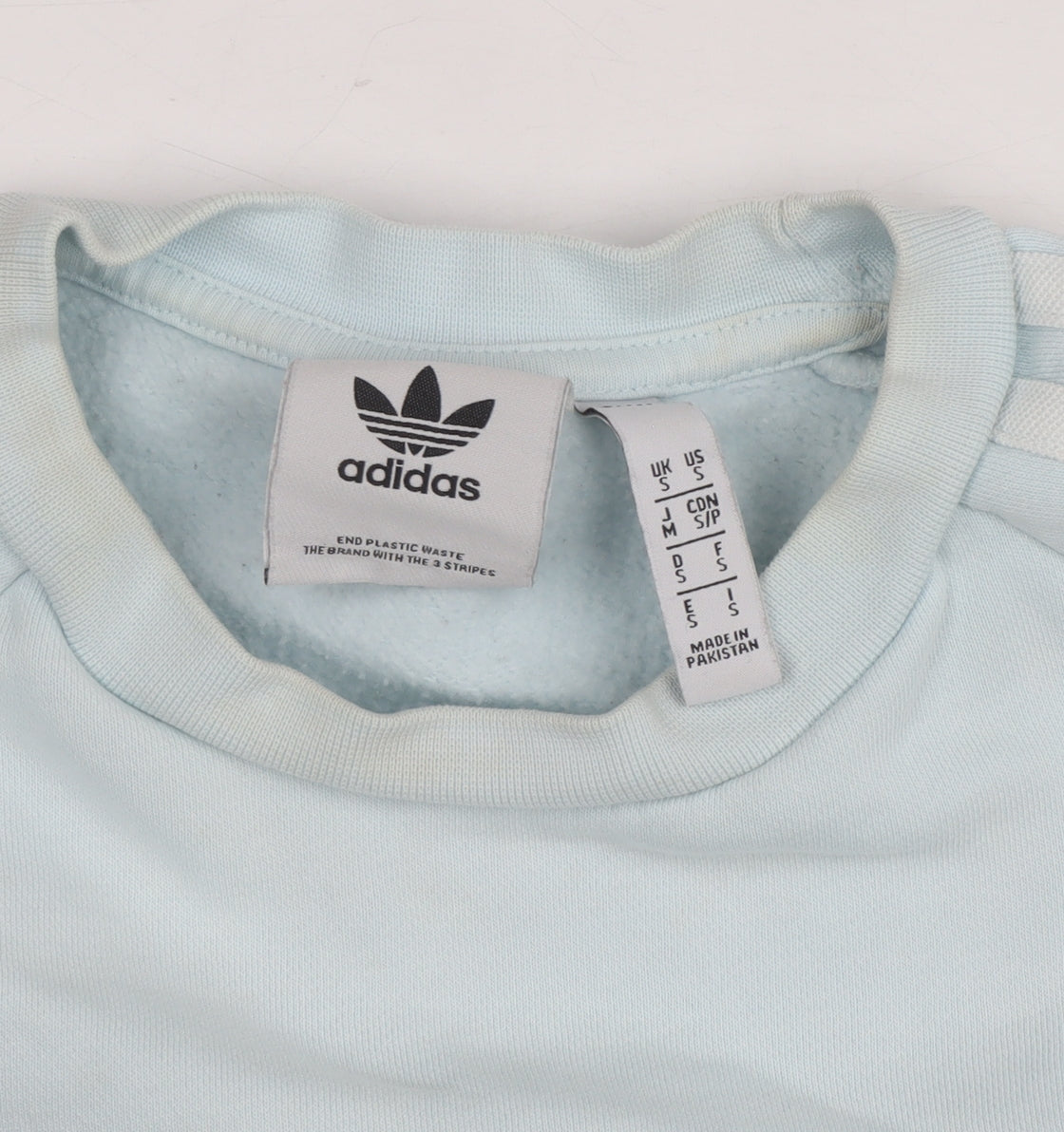Adidas Women’s Light Blue Sweatshirt Small Crew Neck Pullover Cotton Blend