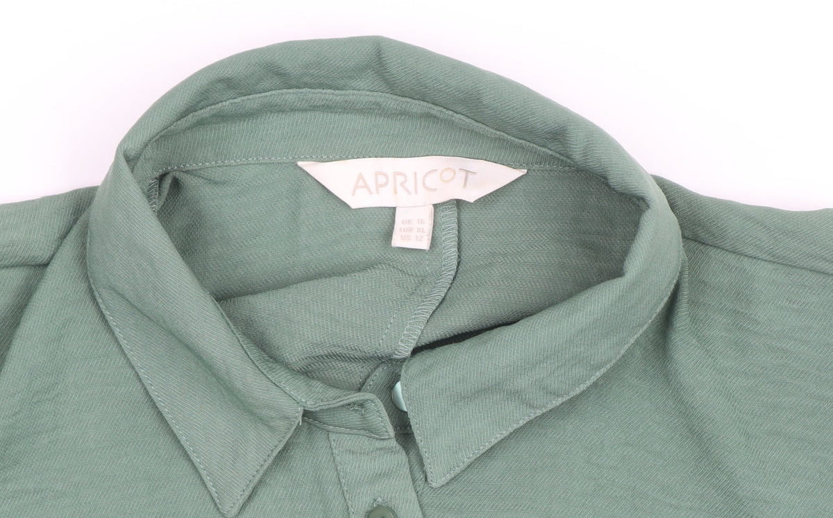 Apricot Women Green Button-Up Tunic Shirt Size 16 3/4 Sleeve