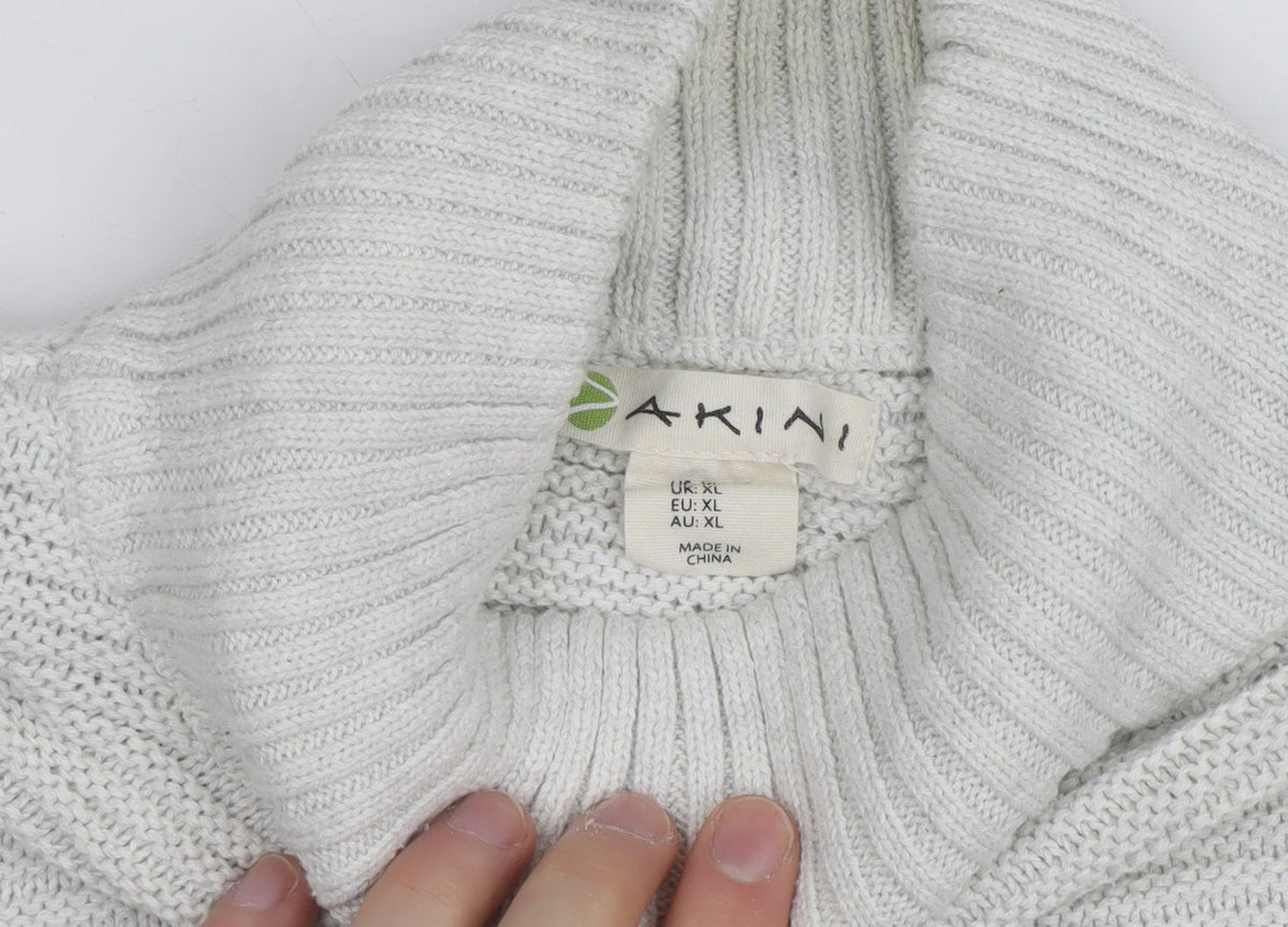 AKINII Women's Ivory Roll Neck Chunky Knit Long Sleeve Jumper XL