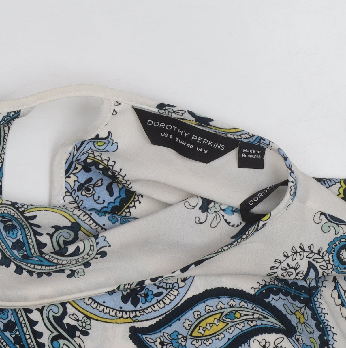 Dorothy Perkins Women’s Multicoloured Paisley Chiffon Tunic Blouse Size 12