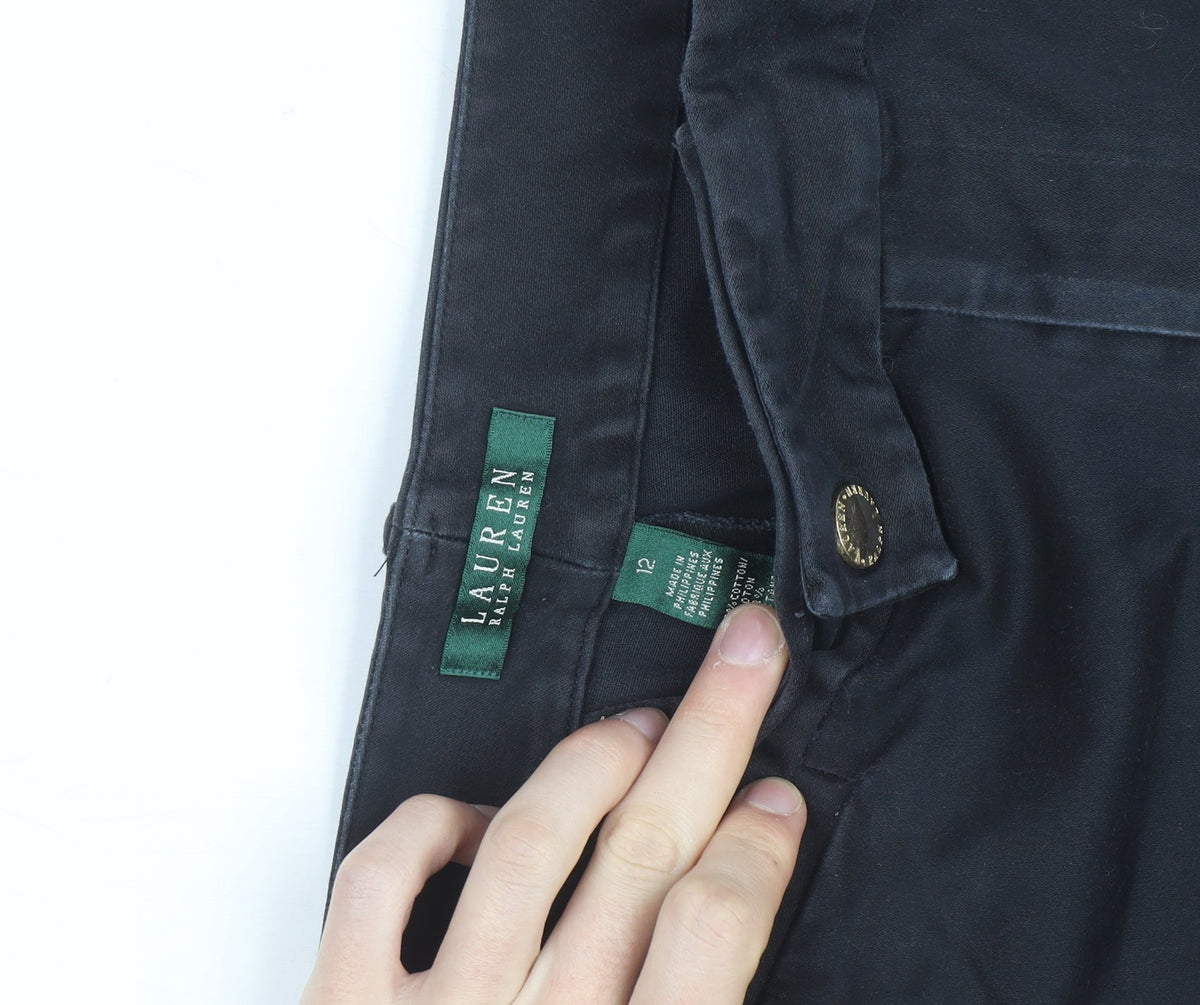Lauren Ralph Lauren Women's Black Cotton Chino Trousers Size 12