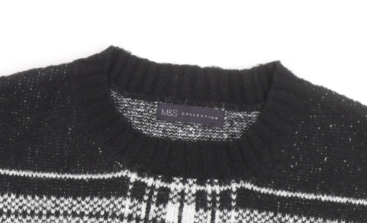 Marks & Spencer Women’s Black Check Knit Pullover Jumper Medium