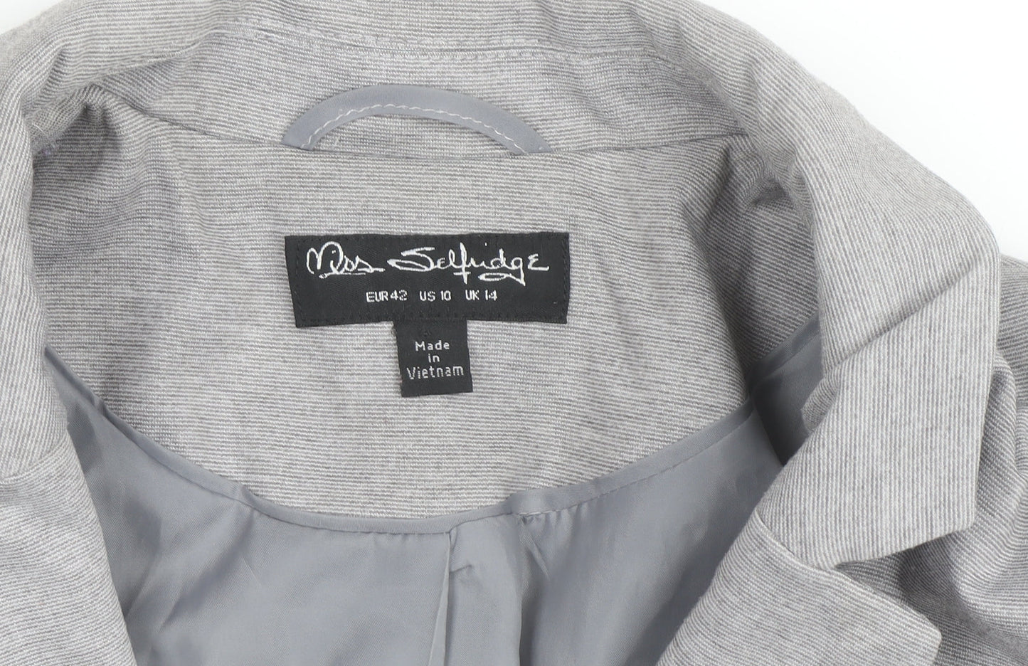 Miss Selfridge Women's Grey Size 14 Tailored Jersey Blazer