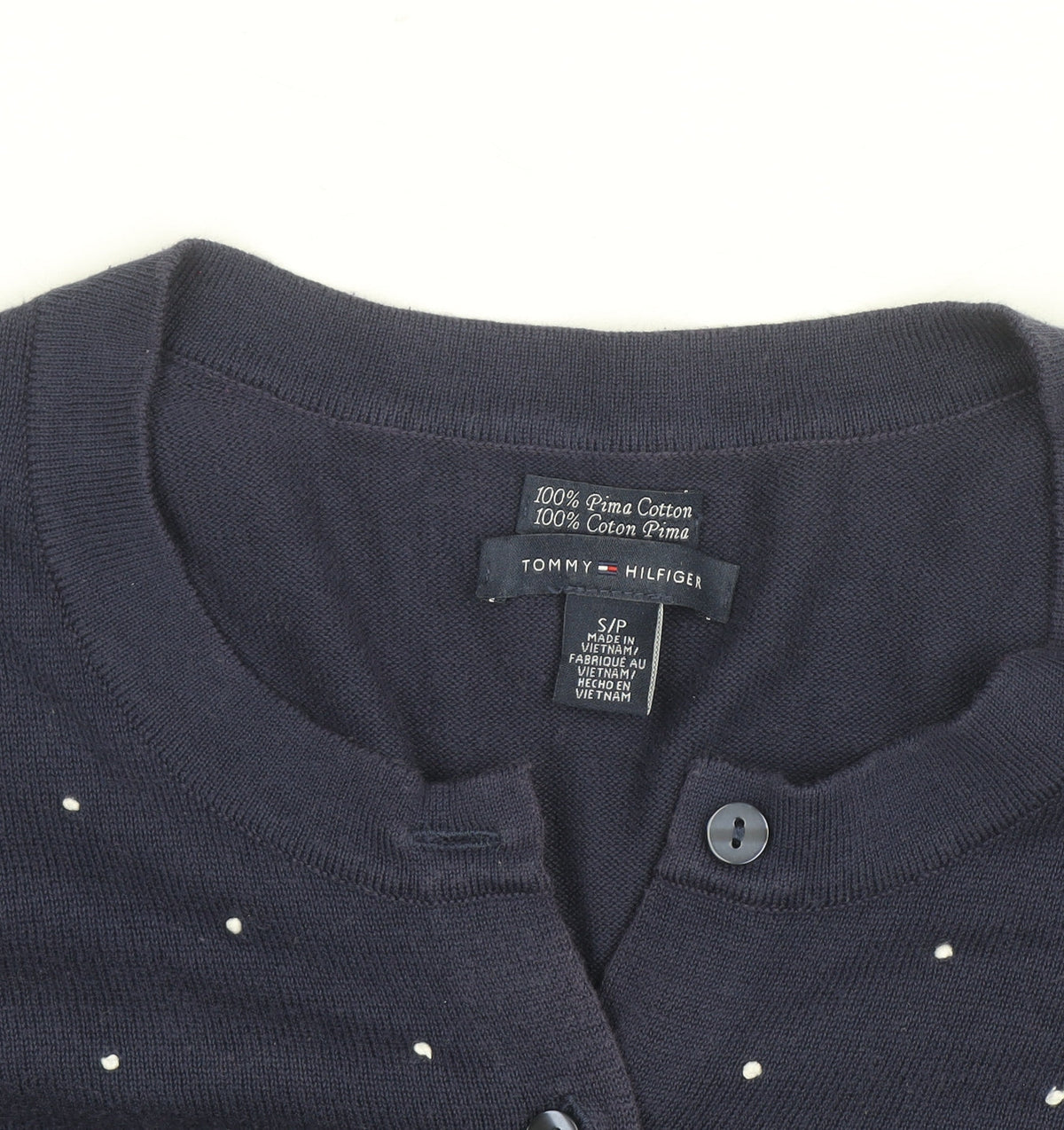 Tommy Hilfiger Women's Blue Cotton Studded Cardigan Size S