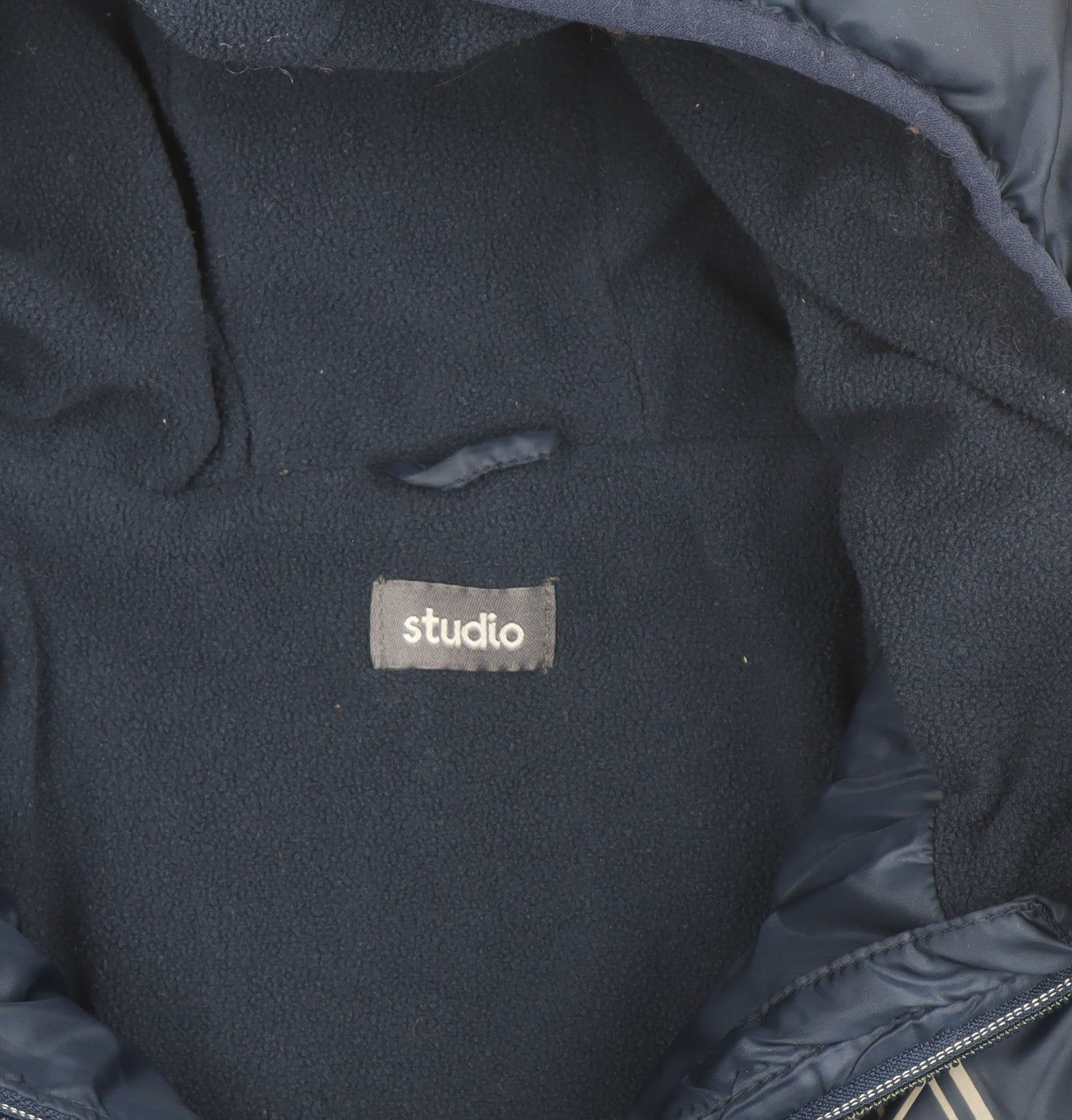 Studio Boys Blue Hooded Puffer Jacket 7-8 Years Polyester Mid-Length