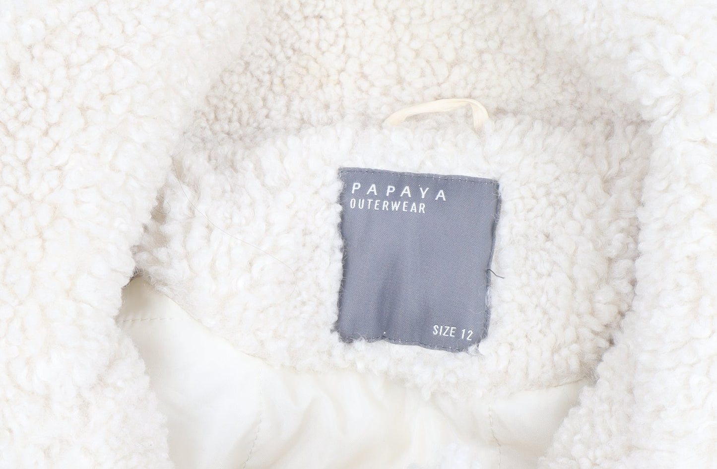 Papaya Women Ivory Sherpa Fleece Short Jacket Size 12 Casual Winter