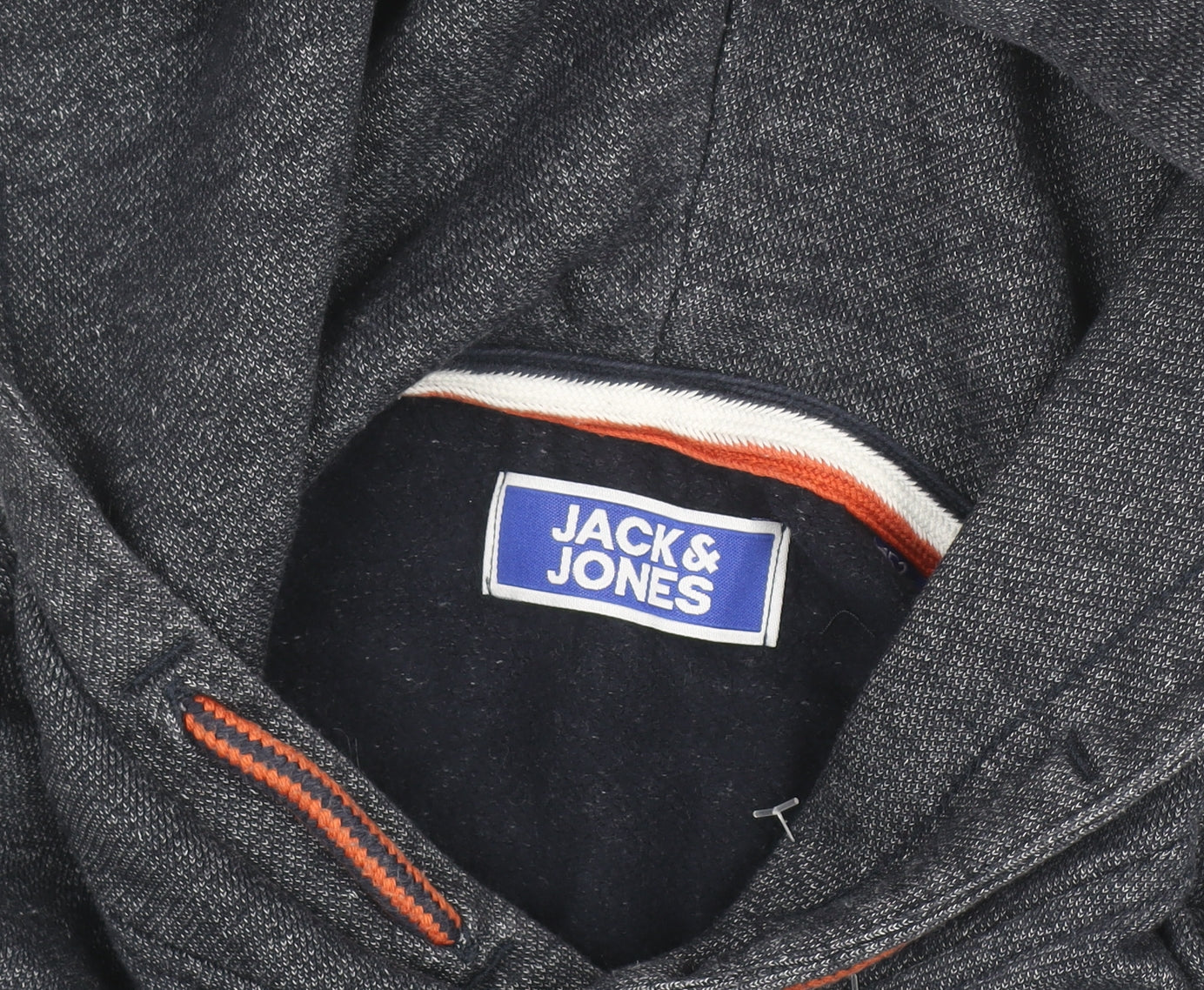 Jack & Jones Boys Grey & Navy Pullover Hoodie Size 10 Years Cotton Blend
