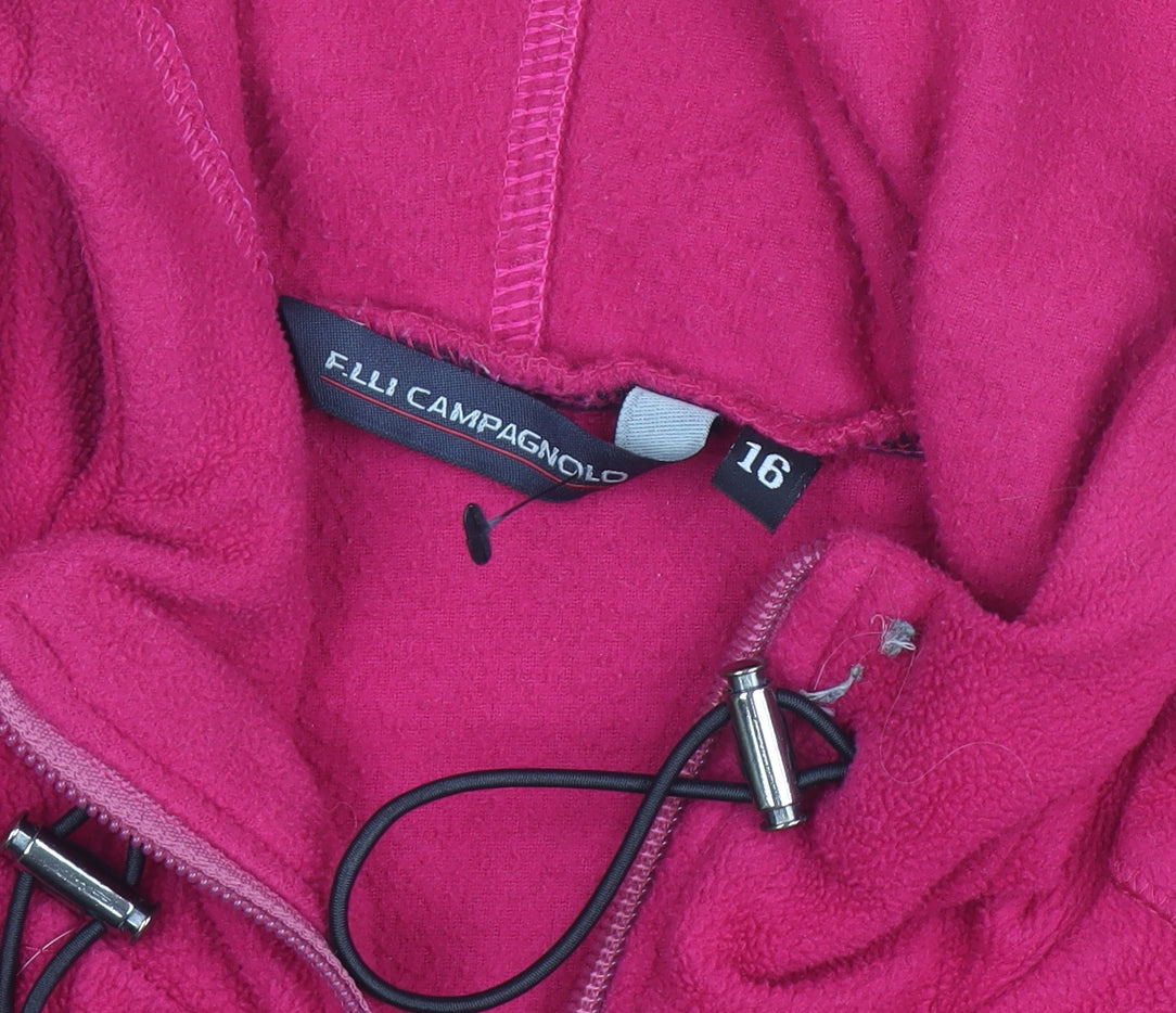 F.lli Campagnolo Women's Pink Hooded Fleece Jacket Size 16