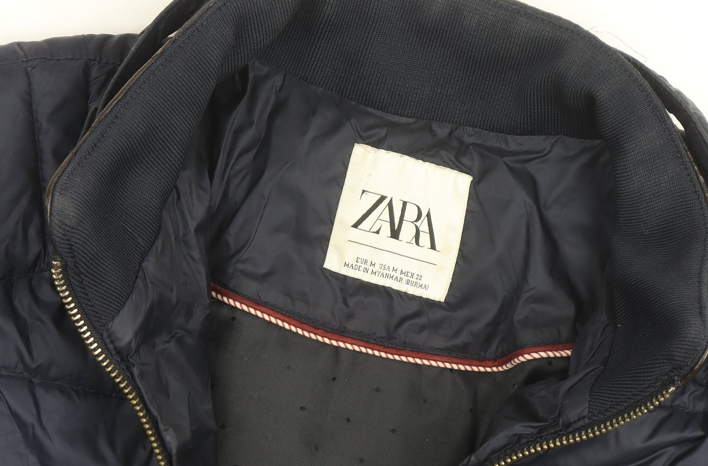 Zara Women Blue Quilted Puffer Jacket Size 12 Lightweight