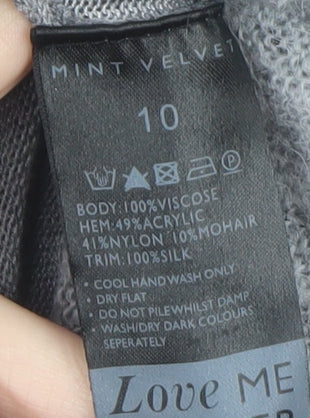 Mint Velvet Women's Grey Asymmetric Knit Short Sleeve Dress Size 10