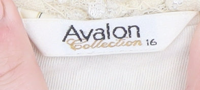 Ayalon Collection Women's Beige Lace Tunic Blouse Size 16