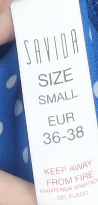 Savida Women's Blue Polka Dot Bow Strap Camisole Top Size S