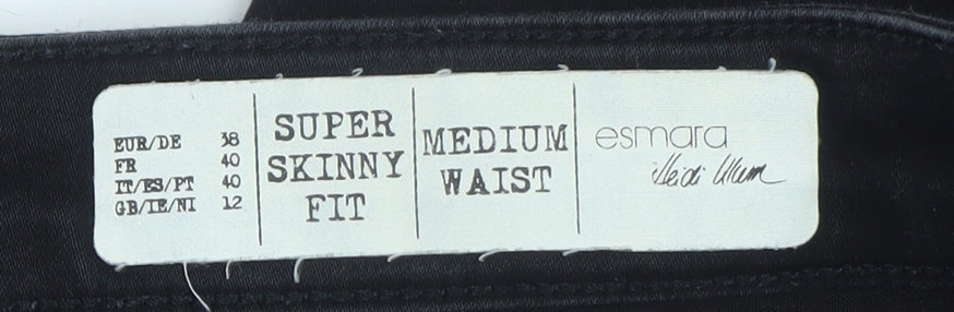 Esmara Women’s Black Super Skinny Jeans Size 12 Mid Rise Ankle Zip