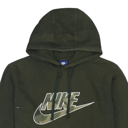 Nike Men's Green Pullover Hoodie L Regular Fit Camouflage Logo