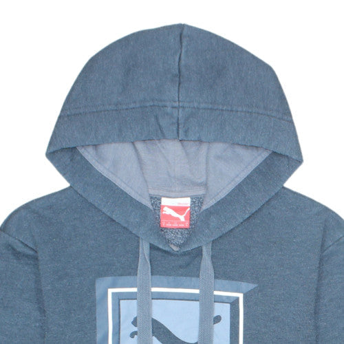 Puma Men's Blue Pullover Hoodie Size S Graphic Fleece Sweatshirt