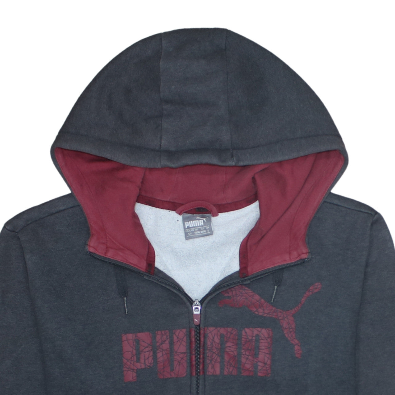 Puma Men's Grey Full Zip Hoodie S Sports Fleece Sweatshirt