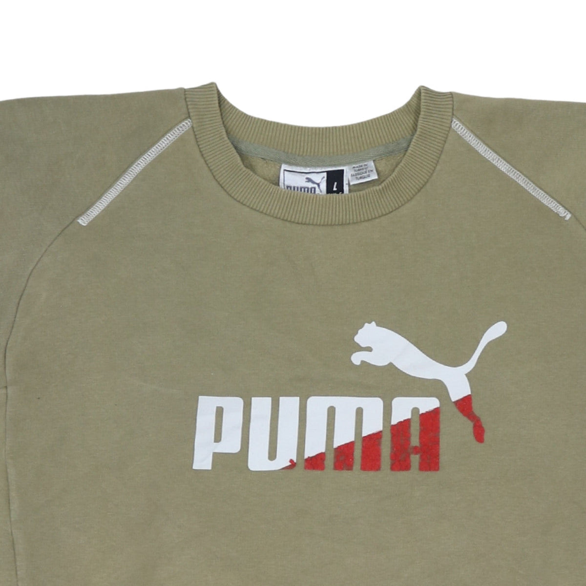 Puma Mens Beige Crew Neck Pullover Sweatshirt L Sports Logo