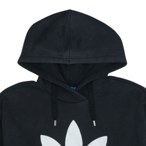 Adidas Womens Black Size 8 Pullover Hoodie Sweatshirt Trefoil Logo