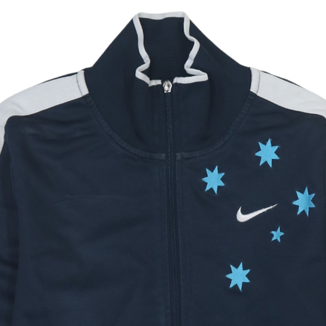 Nike Men's Navy Blue Track Jacket Small Full Zip Polyester Cotton