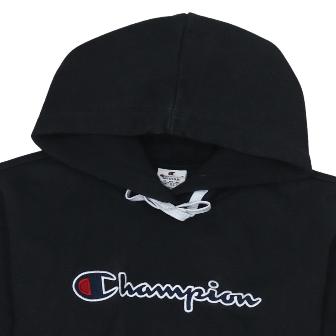 Champion Women's Black Medium Pullover Hoodie with Logo Embroidery