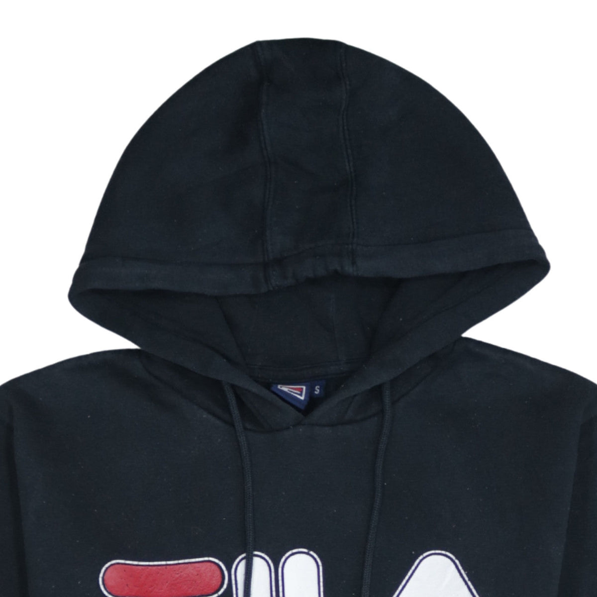 Fila Men's Black Pullover Hoodie S Logo Graphic Cotton Blend