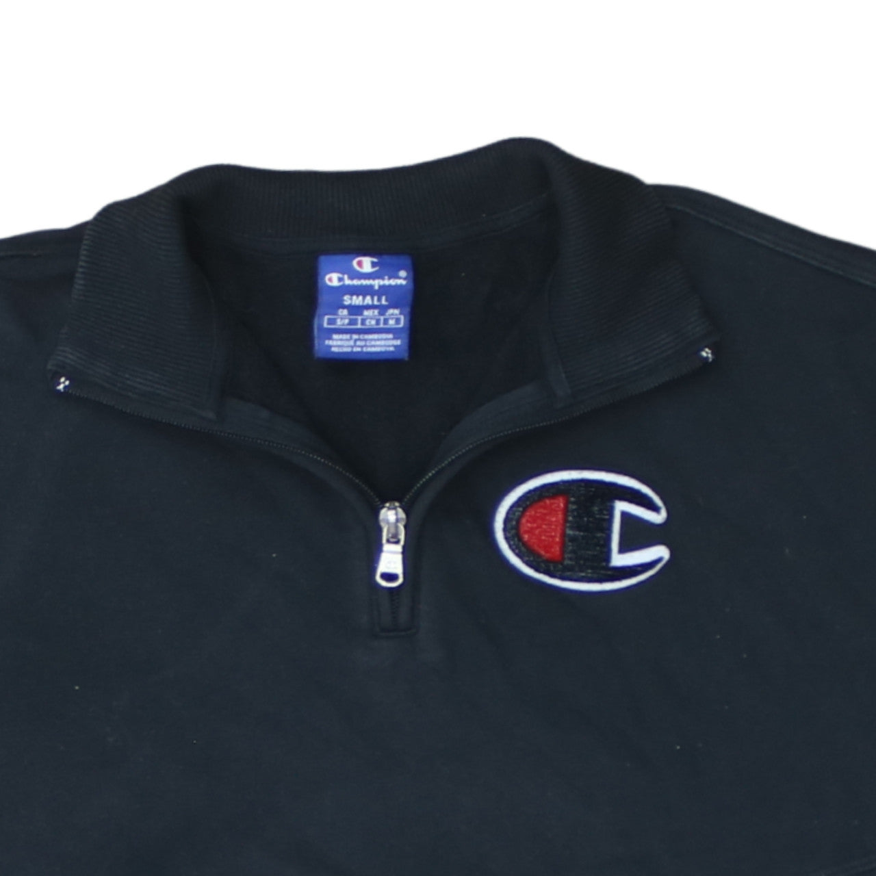 Champion Black Small 1/4 Zip Cotton Sweatshirt for Women