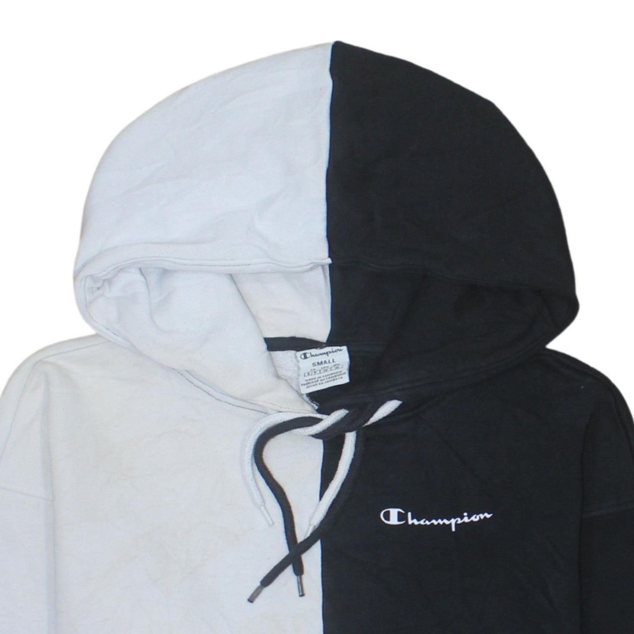 Champion Men’s Black & White Pullover Hoodie Small Logo Fleece