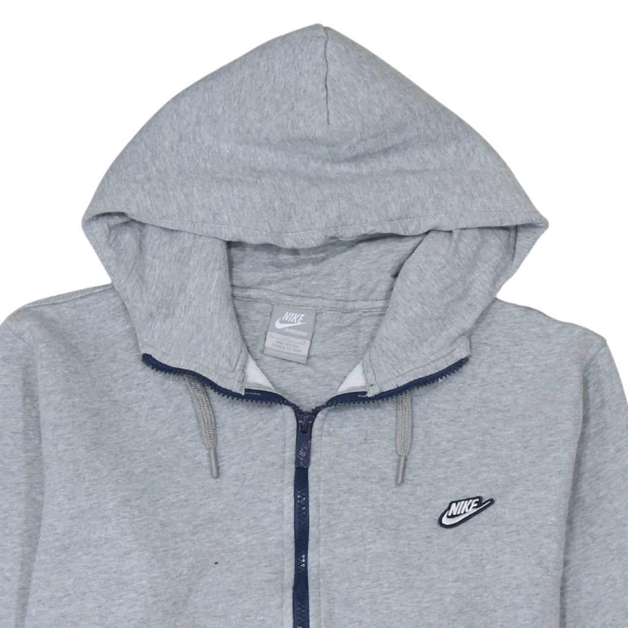 Nike Men's Grey Full Zip Hoodie L Sportswear Cotton Blend