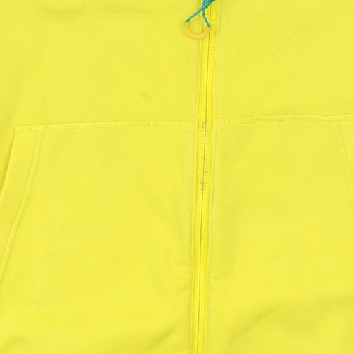 Adidas Womens Yellow White Full Zip Hoodie UK 10 Sports Casual