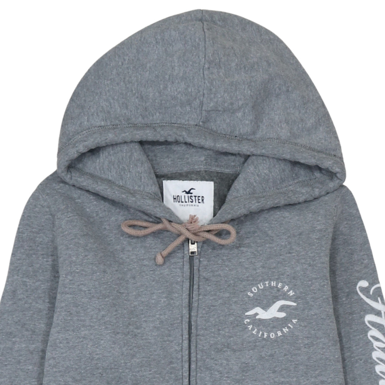 Hollister Men's Grey Full Zip Hoodie M Classic Logo Fleece