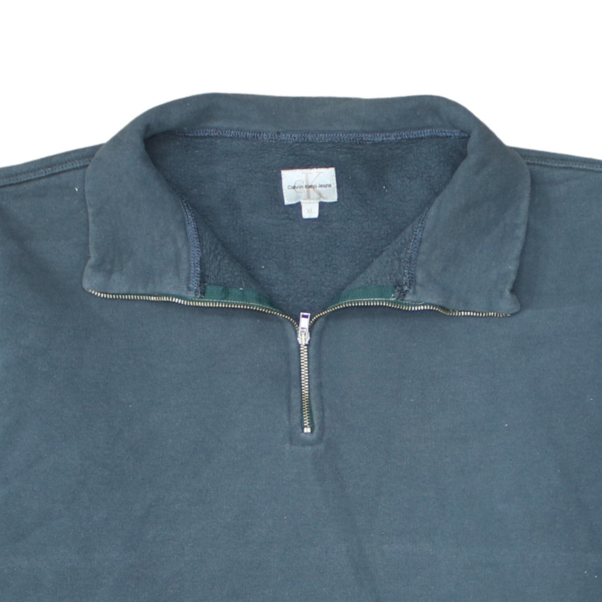 Calvin Klein Jeans Men's Blue XL 1/4 Zip Cotton Sweatshirt