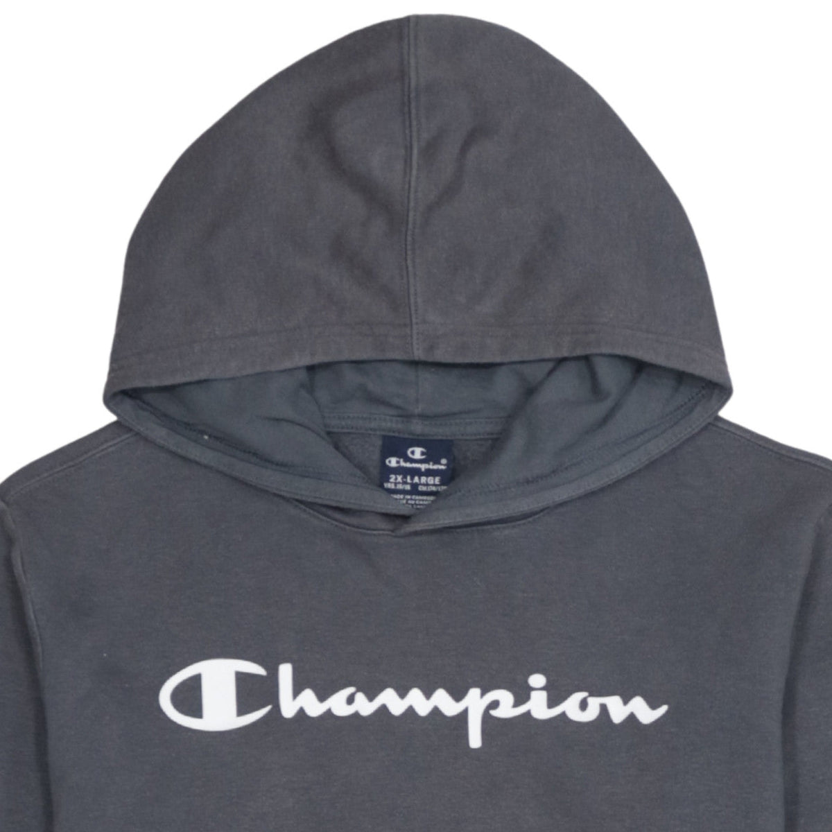 Champion Boys Grey 2XL Pullover Hoodie with Logo Print
