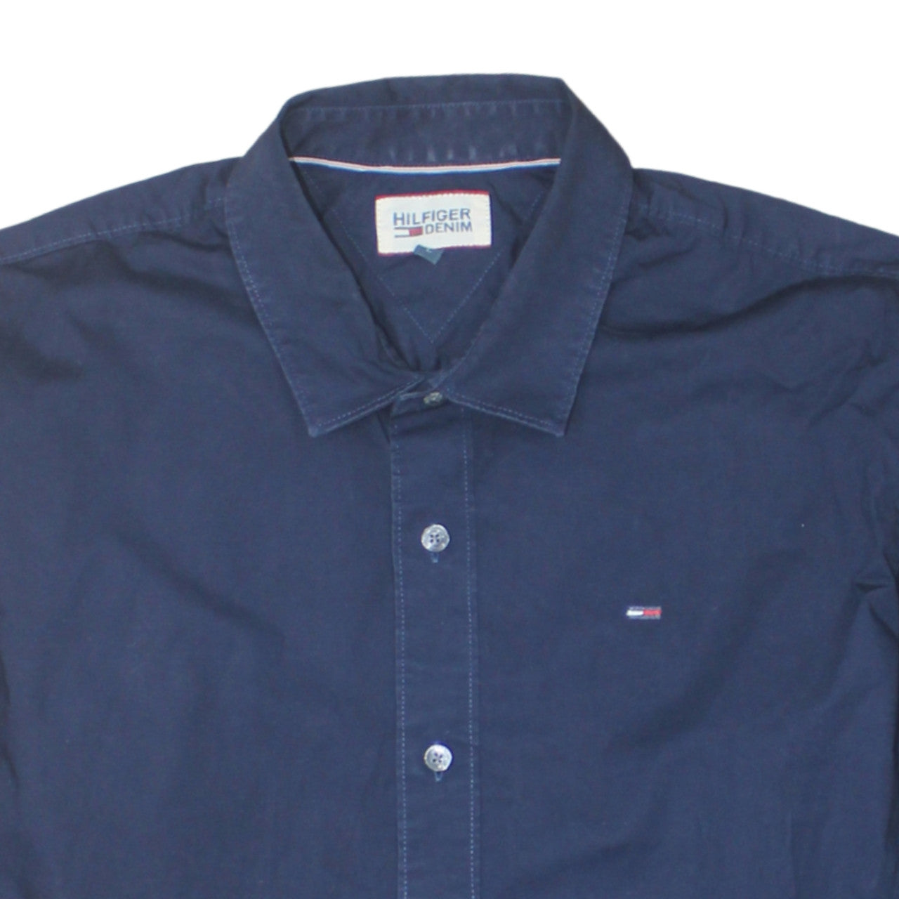 Hilfiger Denim Men's Blue Long Sleeve Button-Up Cotton Shirt L