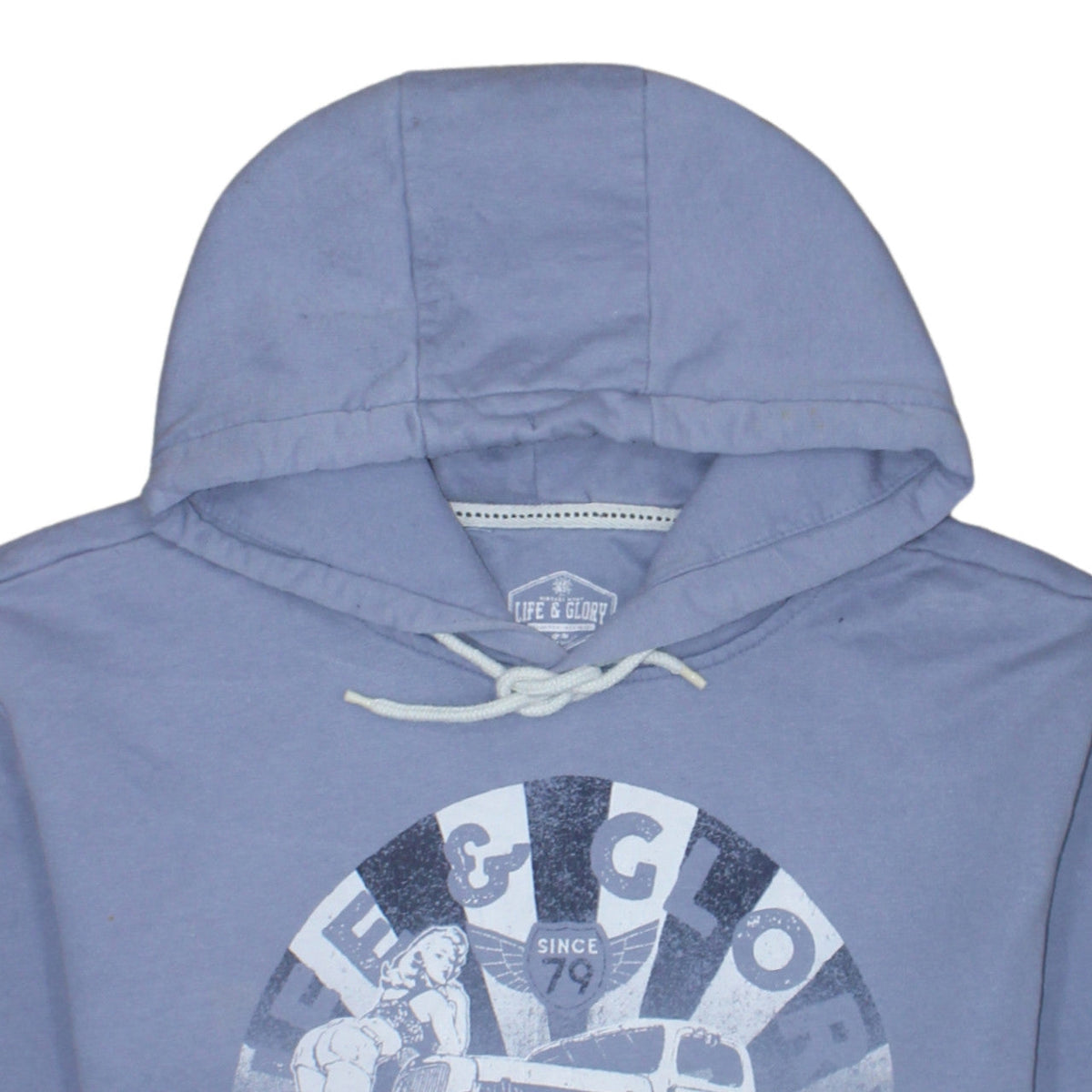 Life & Glory Women’s Blue Pullover Hoodie Size 2XL Hot Rod Graphic Print