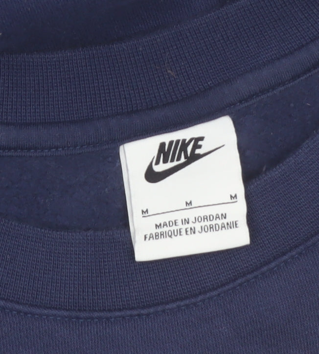 Nike Men's Blue Crew Neck Pullover Sweatshirt M Fleece Logo