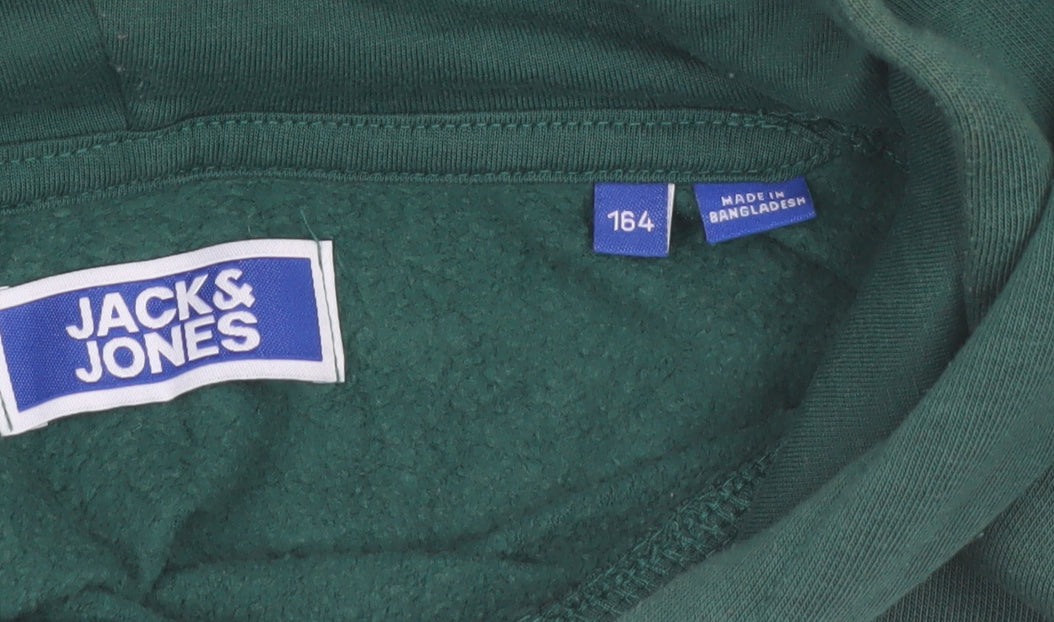 Jack & Jones Boys Green Pullover Hoodie Size 164 Cotton Blend