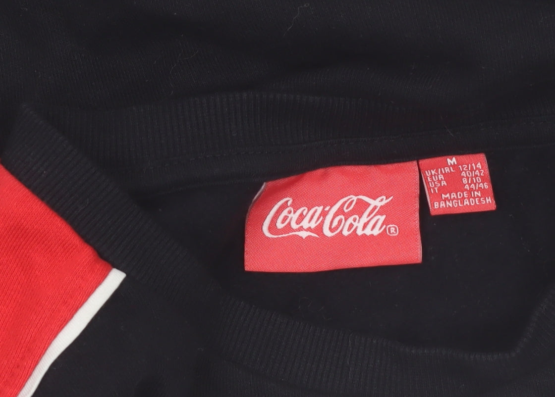 Coca-Cola Women's Black Red Crop Pullover Sweatshirt Size M