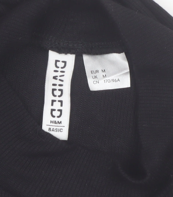 H&M Divided Women's Black Mock Neck Long Sleeve Basic Top Size M