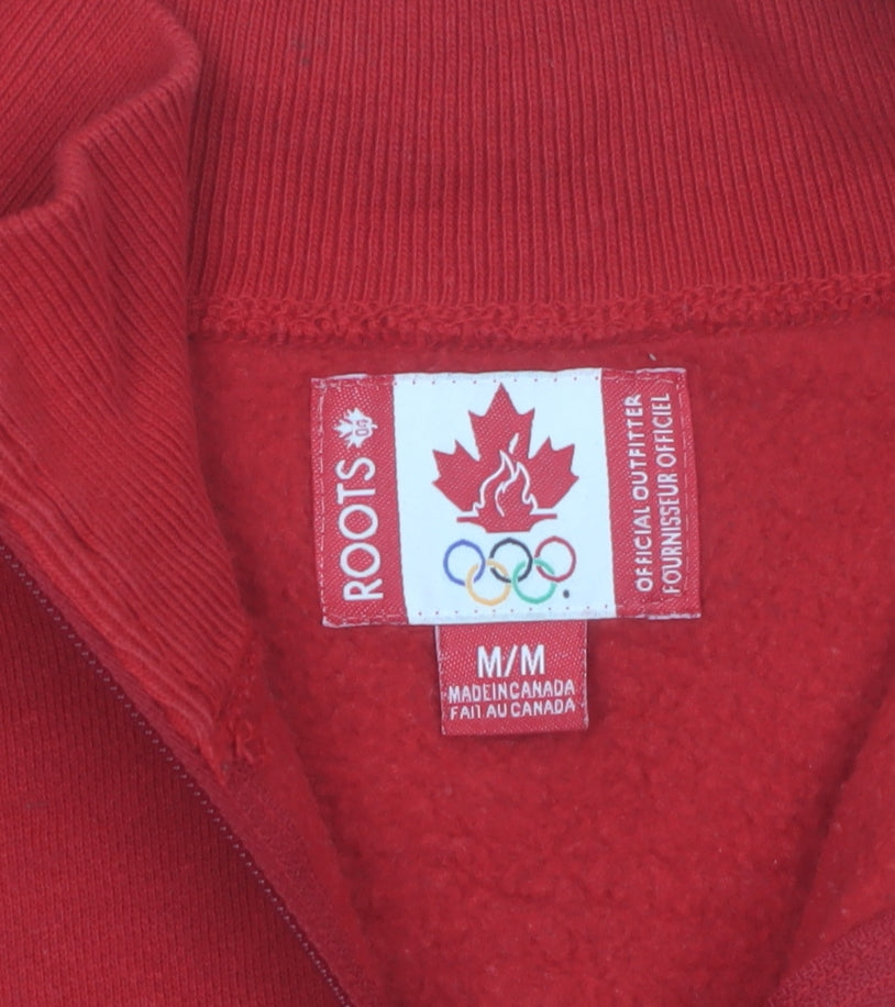 Roots Women Red 1/4 Zip Canada Olympic Sweatshirt M