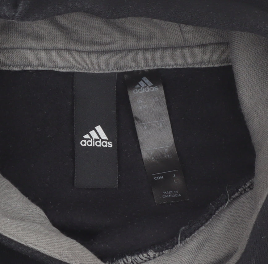 Adidas Men's Black Pullover Hoodie Size L Sports Fleece Sweatshirt