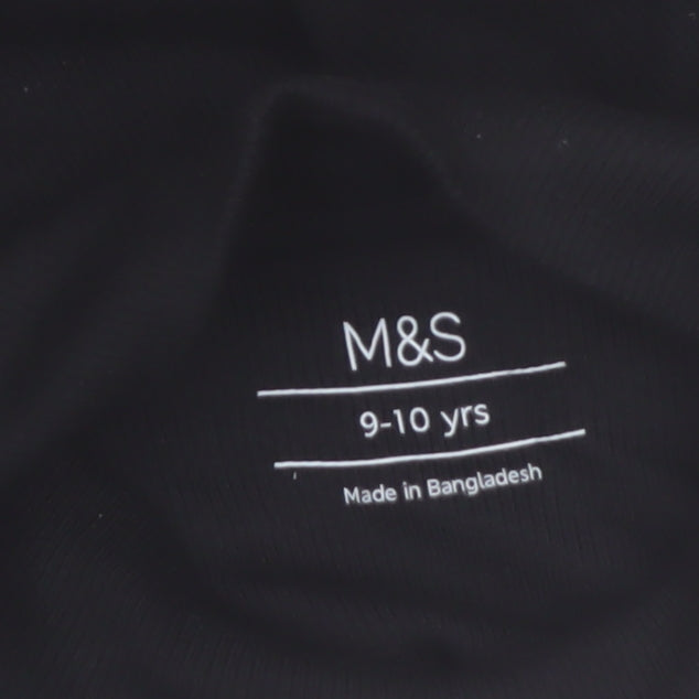 Marks and Spencer Girls Black Knit High Neck Shift Dress 9-10 Years