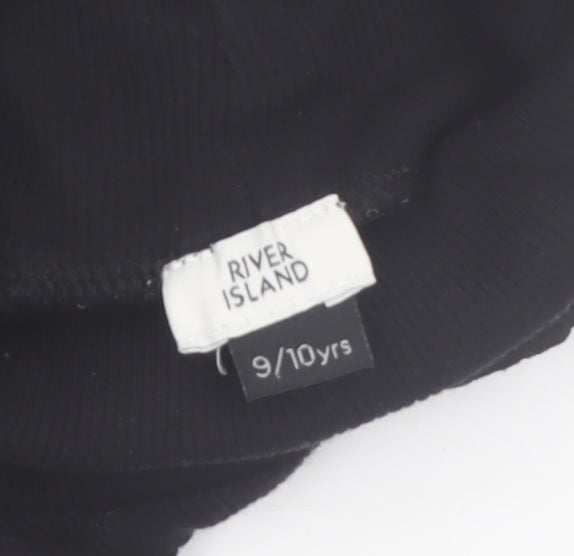 River Island Girls Black Long Sleeve Roll Neck Top 9-10 Years