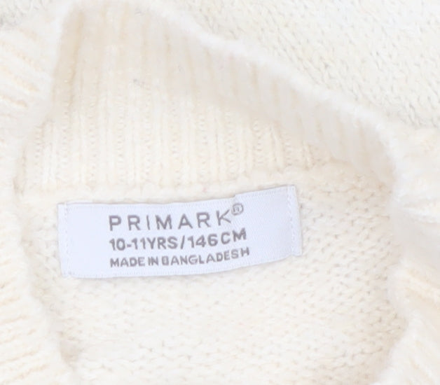 Primark Girls Cream Fair Isle Alpine Ski Full Zip Cardigan 10-11 Years