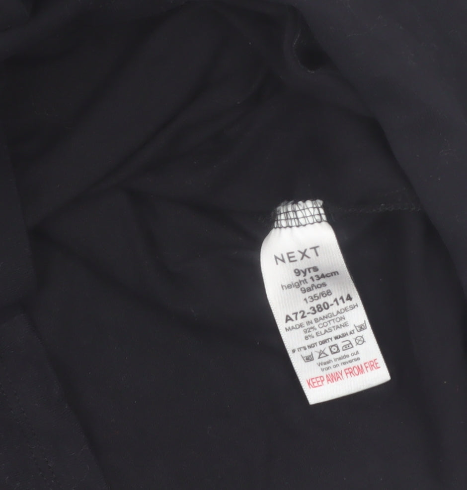 Next Girls Black Roll Neck Long Sleeve T-Shirt 9 Years Cotton Stretch
