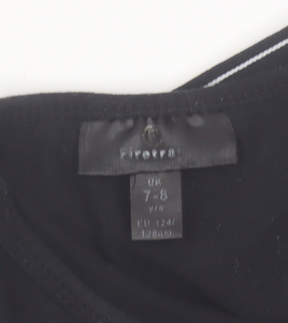 Firetrap Girls Black Cropped Tank Top 7-8 Years Logo Elastic Sports Style