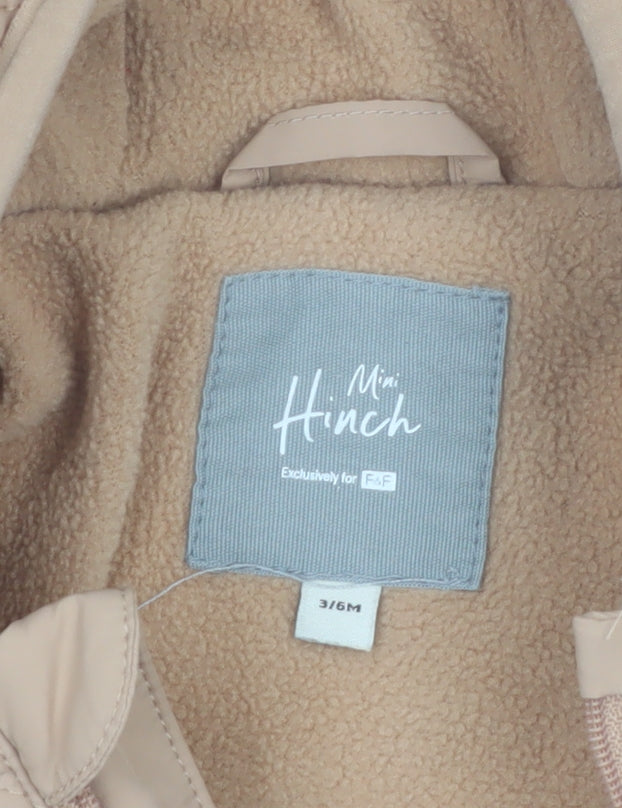Mini Hinch Beige Quilted Hooded Coverall 3-6 Months Unisex Baby