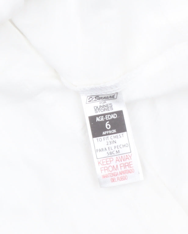St. Bernard Girls White Graphic Long Sleeve Cotton T-Shirt Age 6