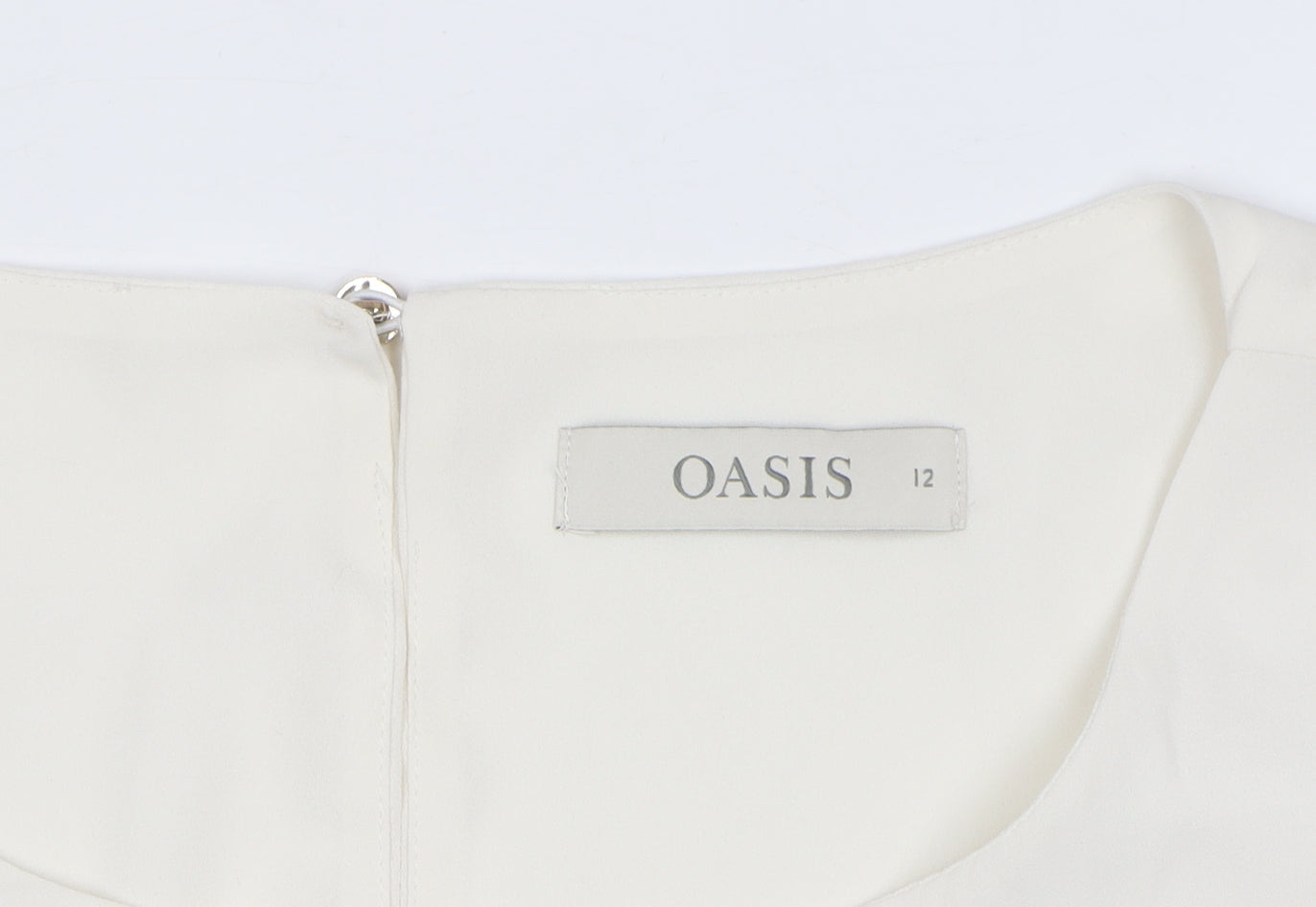 Oasis Women Ivory Short Sleeve Woven Blouse Size 12