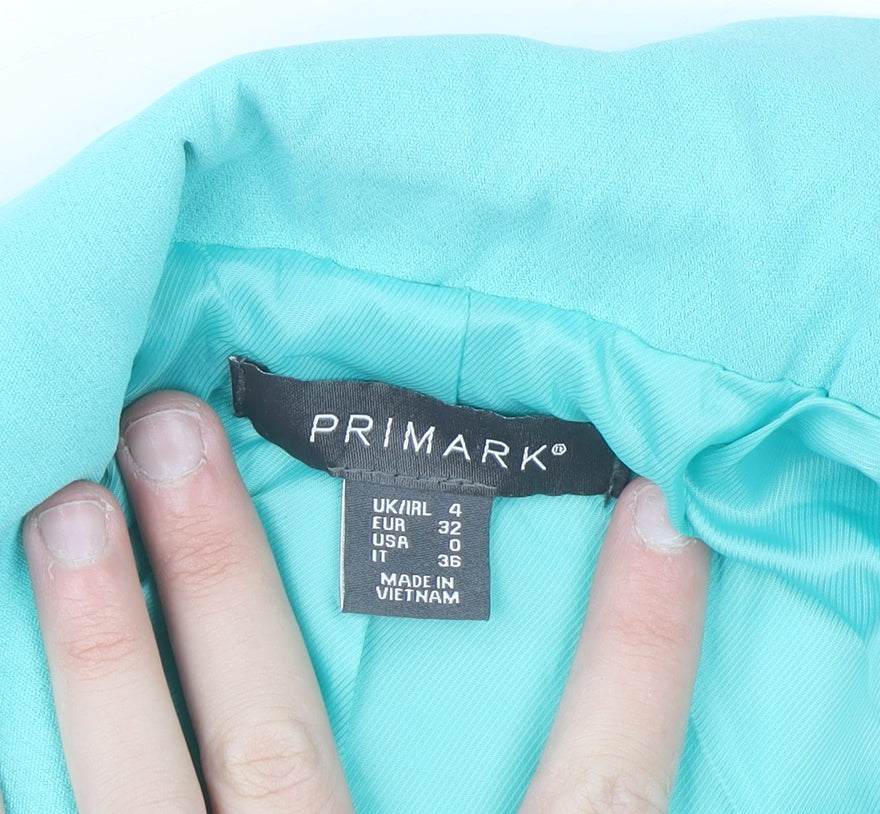 Primark Women Blue Blazer Size 4 Double Breasted Lined Jacket